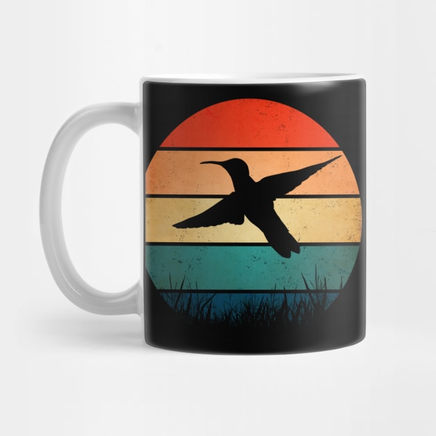 Hummingbird Silhouette Retro Sunset Design by ShopBuzz